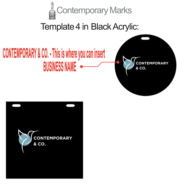 Contemporary Marks pre-set templates for minimalist design in black acrylic