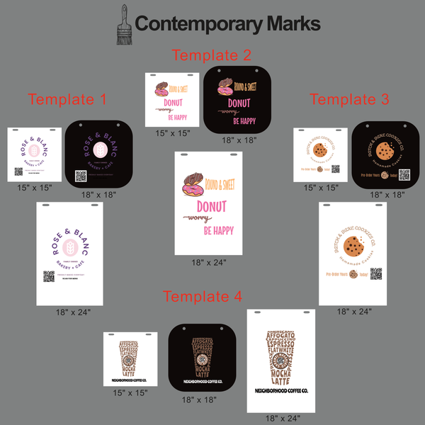 Contemporary Marks pre-set templates for metal magnetic sandwich board