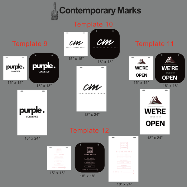 Contemporary Marks pre-set templates for minimalist outdoor signs