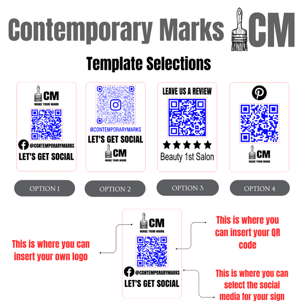 Contemporary Marks pre-set templates wooden QR Code Stand for Social Media